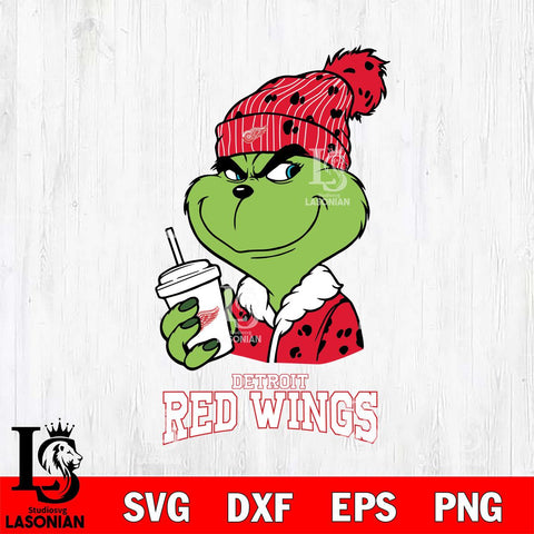 Detroit Red Wings Grinch Cofffe Christmas Cut Files, Cricut,Christmas Svg Dxf Eps Png file , Digital Download