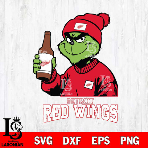 Detroit Red Wings Grinch Drinking Beer Christmas Cut Files, Cricut,Christmas Svg Dxf Eps Png file , Digital Download