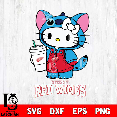 Detroit Red Wings Hello Kitty Stitch Svg Eps Dxf Png File, NHL svg, Digital Download, Instant Download