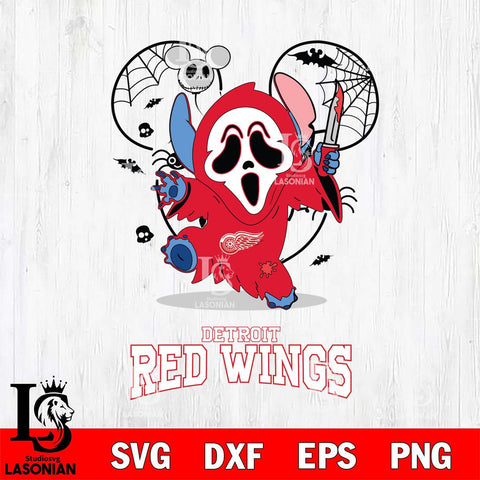 Detroit Red Wings Stitch Ghost Face Halloween 2 Svg Eps Dxf Png File, Digital Download, Instant Download