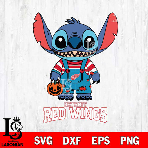 Detroit Red Wings Stitch Horror Halloween Svg Eps Dxf Png File, NHL svg, Digital Download, Instant Download