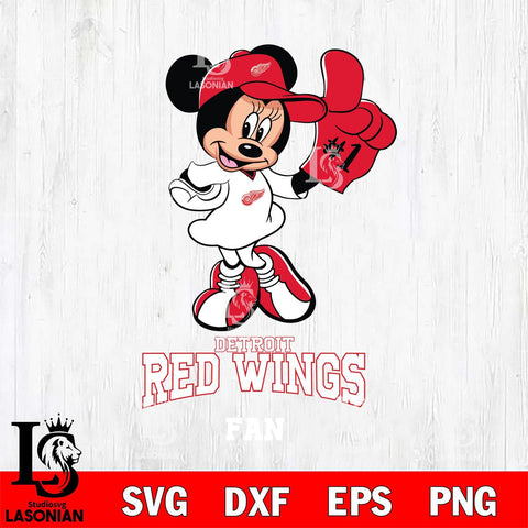 Detroit Red Wings #1 Fan Minnie Mouse Svg Eps Dxf Png File, Digital Download, Instant Download