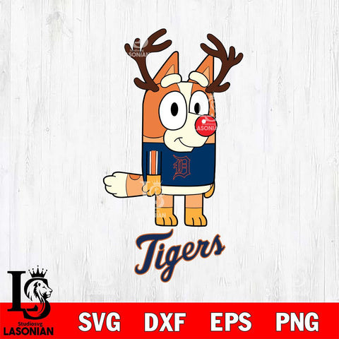 Detroit Tigers Bluey Chilli Christmas Deer Svg Eps Dxf Png File, Digital Download