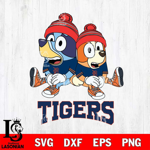 Detroit Tigers Christmas Bluey & Bingo Sit Cricut , Christmas Svg , Bluey svg , Digital Download, dxf eps png pdf file