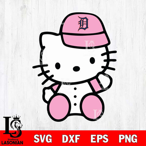 Detroit Tigers Hello Kitty Pink Baseball 5 Svg Eps Dxf Png File, MLB svg, Digital Download, Instant Download