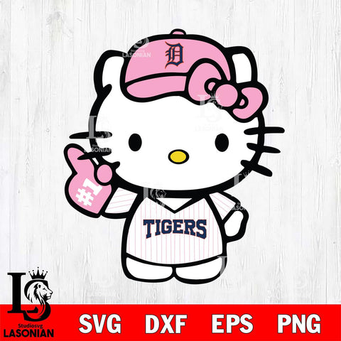 Detroit Tigers Hello Kitty Pink Baseball 9 Svg Eps Dxf Png File, MLB svg, Digital Download, Instant Download