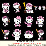 Detroit Tigers Hello Kitty Pink Bundle 12 SVG Svg Eps Dxf Png File, MLB svg, Digital Download, Instant Download