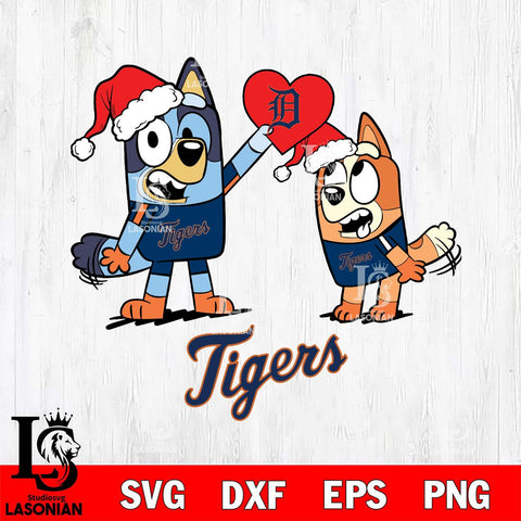 Detroit Tigers Love Bluey Christmas Svg Eps Dxf Png File, Digital Download