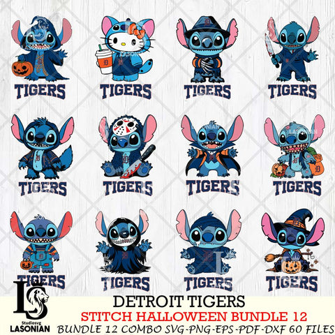 Detroit Tigers Stitch Horror Bundle 12 SVG Svg Eps Dxf Png File, MLB svg, Digital Download, Instant Download