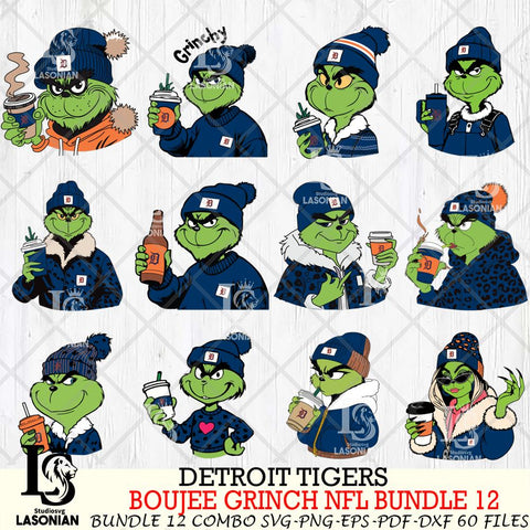 Detroit Tigers  Boujee Grinch MLB Bundle 12 SVG Eps Dxf Png File, Digital Download, Instant Download