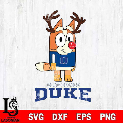 Duke Blue Devils Bluey Chilli Christmas Deer Svg Eps Dxf Png File, Digital Download