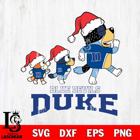 Duke Blue Devils Bluey Family Christmas Svg Eps Dxf Png File, Digital Download