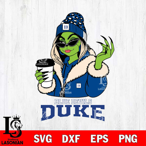 Duke Blue Devils Boujee Grinch Girls Christmas Cut Files Cricut, Svg Dxf Eps Png file, Digital download , Silhouette