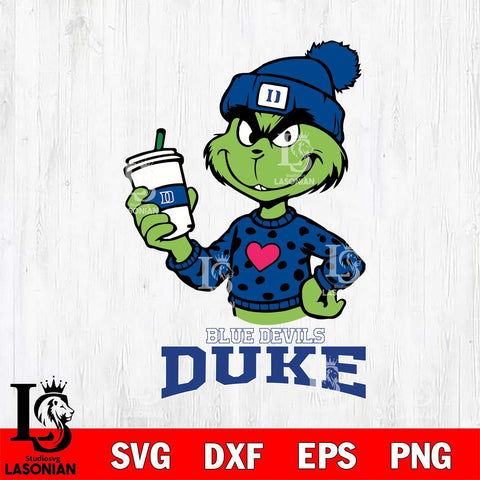 Duke Blue Devils Boujee Grinch Heart Christmas Cut Files Cricut, Svg Dxf Eps Png file, Digital download , Silhouette