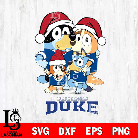 Duke Blue Devils Christmas Bluey Family Sport Cut Files,Bluey Cricut,Christmas Svg , Bluey svg , Digital Download, dxf eps png pdf file