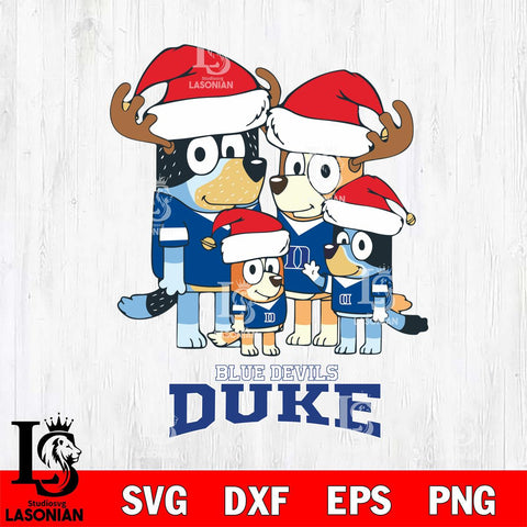 Duke Blue Devils Christmas Bluey Santa Family Cut Files,Bluey Cricut,Christmas Svg , Bluey svg , Digital Download, dxf eps png pdf file