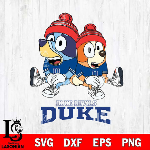 Duke Blue Devils Christmas Bluey & Bingo Sit Cut Files,Bluey Cricut,Christmas Svg , Bluey svg , Digital Download, dxf eps png pdf file