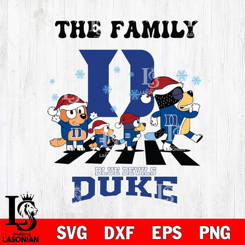 Duke Blue Devils Family Bluey Christmas Svg Eps Dxf Png File, Digital Download