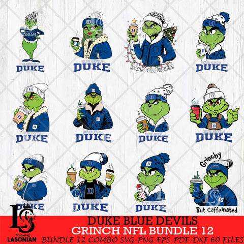 Duke Blue Devils Grinch NCAA Bundle 12 SVG Eps Dxf Png File, Digital Download, Instant Download