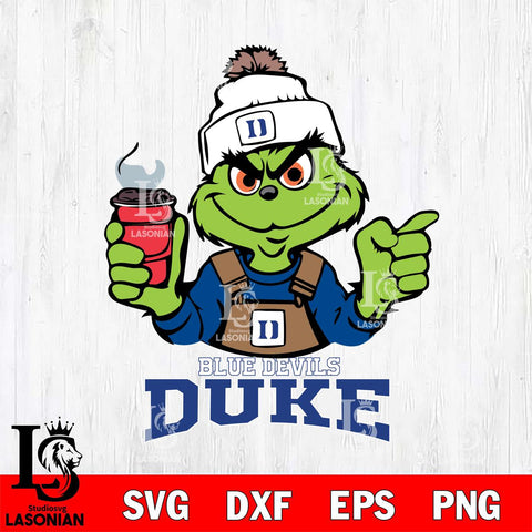 Duke Blue Devils Grinch with coffee Svg Eps Dxf Png File, Digital Download, Instant Download