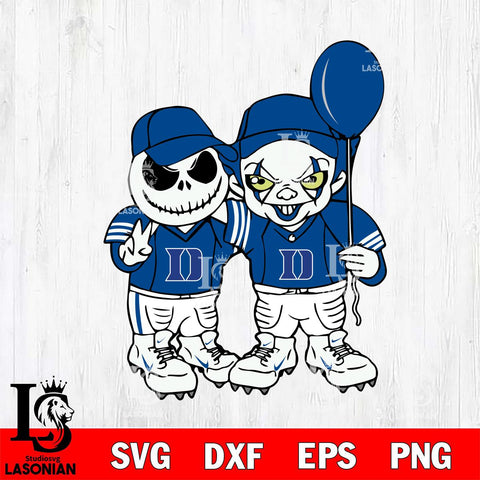 Duke Blue Devils Jack Skellington And Pennywise Football Svg Eps Dxf Png File, NCAA svg, Digital Download, Instant Download