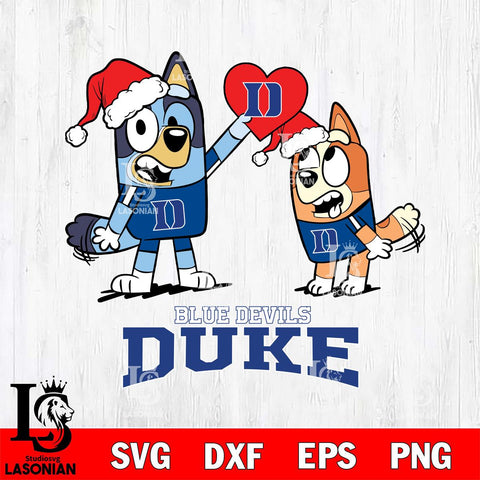 Duke Blue Devils Love Bluey Christmas Svg Eps Dxf Png File, Digital Download