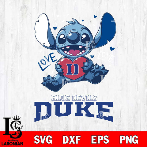 Duke Blue Devils Love Stitch, Svg Eps Dxf Png File, Digital Download