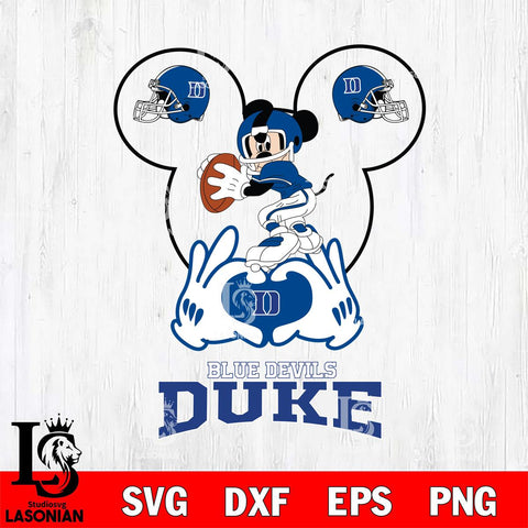 Duke Blue Devils Mickey Heart Rugby Svg Eps Dxf Png File, Digital Download ,Instant Download, Cricut File