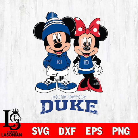 Duke Blue Devils Mickey Minnie Mouse Cute Football Svg Eps Dxf Png File, NCAA svg , File Cut , Digital Download , Instant Download, Cut Svg Files