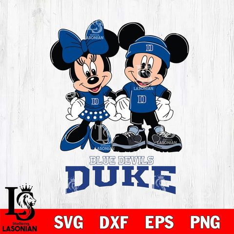 Duke Blue Devils Mickey Minnie Rugby ball Svg Eps Dxf Png File, NCAA svg , File Cut , Digital Download , Instant Download, Cut Svg Files