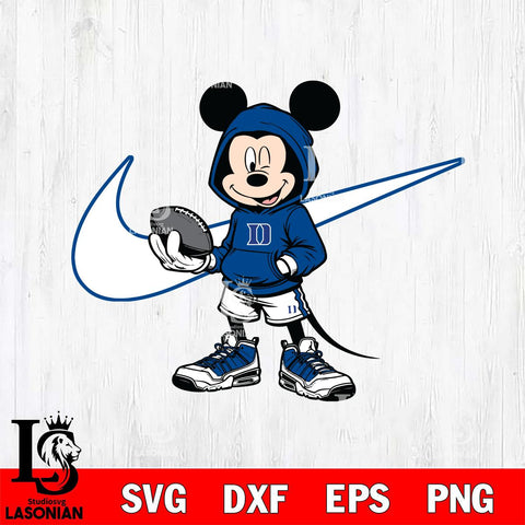 Duke Blue Devils Mickey Wearing Hoodie Sport Svg Eps Dxf Png File, NCAA svg, Digital Download, Instant Download