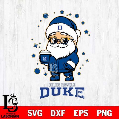 Duke Blue Devils Santa Claus Coffe Svg dxf eps png pdf file,NCAA svg,Digital Download,Cricut file