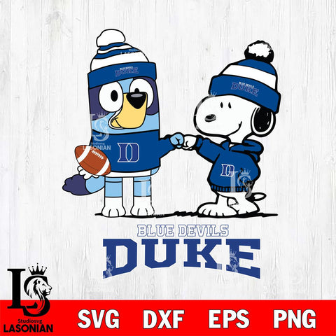 Duke Blue Devils Snoopy & Bluey Football Svg Eps Dxf Png File,NCAA Svg Files,Chill Guy svg ,Digital Download ,Instant Download, Cricut File