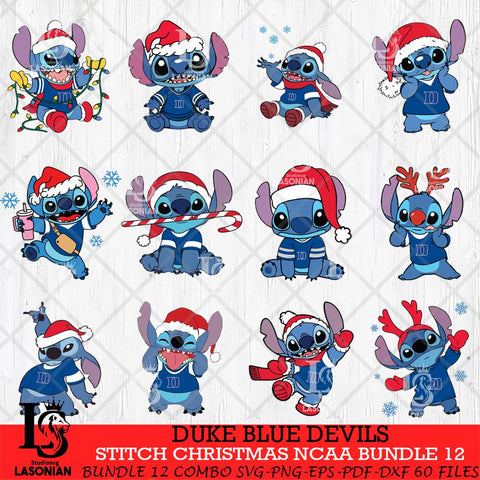 Duke Blue Devils Stitch Christmas NCAA Bundle 12 Svg Eps Dxf Png File, Digital Download, Instant Download