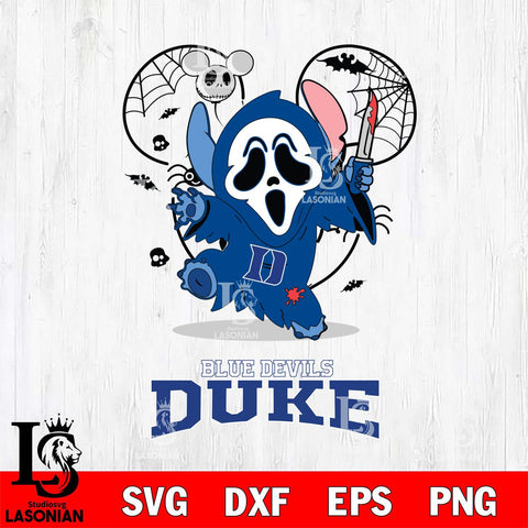 Duke Blue Devils Stitch Ghost Face Halloween 2 Svg Eps Dxf Png File, Digital Download, Instant Download