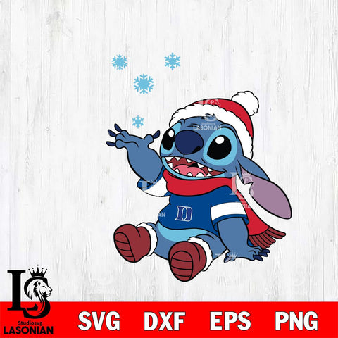 Duke Blue Devils Stitch Wearing Winter Scarf Svg Eps Dxf Png File, Digital Download, Instant Download