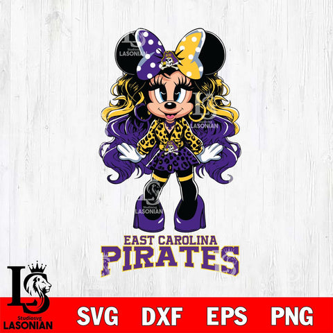 East Carolina Pirates Beauty Minnie Mouse Svg Eps Dxf Png File, Digital Download, Instant Download