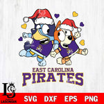 East Carolina Pirates Bluey Christmas NFL Svg Eps Dxf Png File, Digital Download