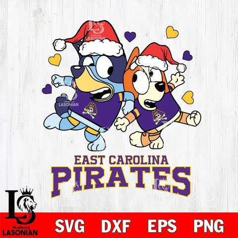 East Carolina Pirates Bluey Christmas NFL Svg Eps Dxf Png File, Digital Download