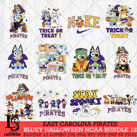 East Carolina Pirates Bluey Halloween NCAA 12 SVG Eps Dxf Png File, Bundle NCAA svg, Digital Download, Instant Download