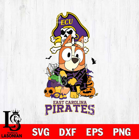 East Carolina Pirates Bluey Halloween NCAA Svg Eps Dxf Png File, Digital Download, Instant Download