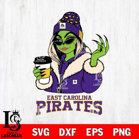 East Carolina Pirates Boujee Grinch Girls Christmas Cut Files Cricut, Svg Dxf Eps Png file, Digital download , Silhouette