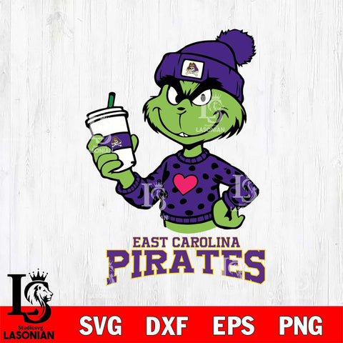 East Carolina Pirates Boujee Grinch Heart Christmas Cut Files Cricut, Svg Dxf Eps Png file, Digital download , Silhouette