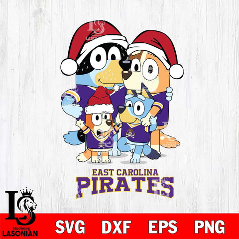 East Carolina Pirates Christmas Bluey Family Sport Cut Files,Bluey Cricut,Christmas Svg , Bluey svg , Digital Download, dxf eps png pdf file