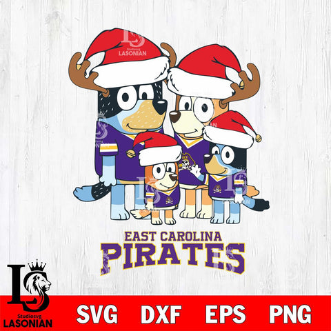 East Carolina Pirates Christmas Bluey Santa Family Cut Files,Bluey Cricut,Christmas Svg , Bluey svg , Digital Download, dxf eps png pdf file