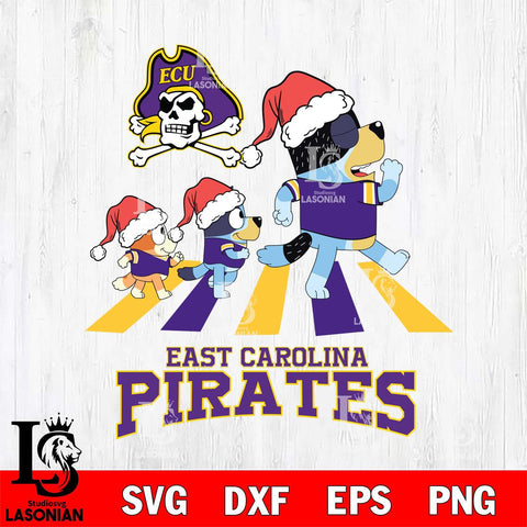 East Carolina Pirates Christmas Family Bluey Walking Cut Files,Bluey Cricut,Christmas Svg , Bluey svg , Digital Download, dxf eps png pdf file