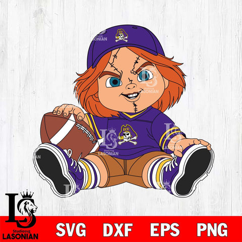 East Carolina Pirates Chucky Horror 8 Svg Eps Dxf Png File, NCAA svg, Digital Download, Instant Download