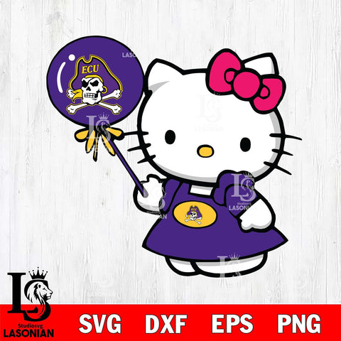 East Carolina Pirates Cute Hello Kitty 2 Svg Eps Dxf Png File, Digital Download, Instant Download