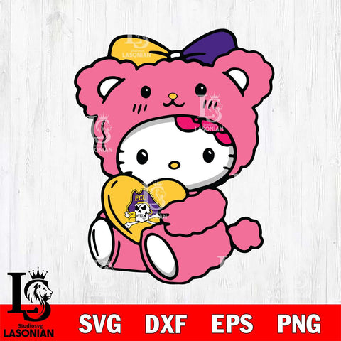 East Carolina Pirates Cute Hello Kitty 3 Svg Eps Dxf Png File, Digital Download, Instant Download