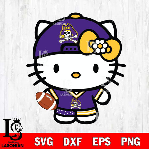 East Carolina Pirates Cute Hello Kitty Football 10 Svg Eps Dxf Png File, NCAA svg, Digital Download, Instant Download